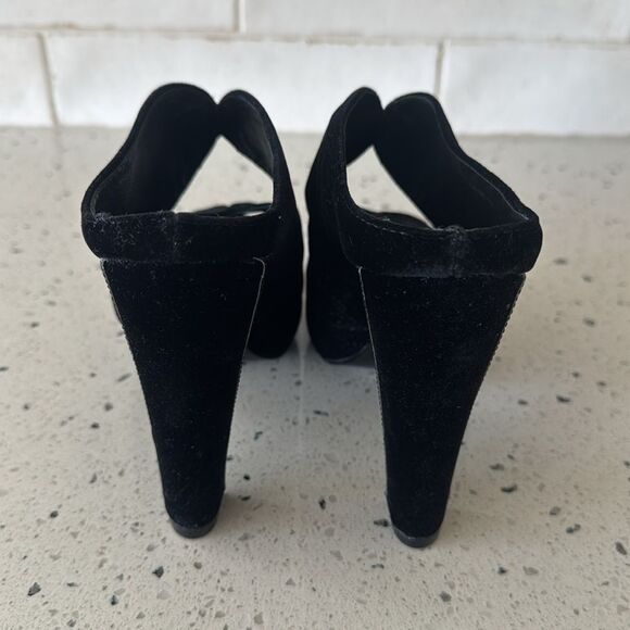 Adrianna Papell Black Velvet Mules Block Heel Peep Toe Dress Shoes Women’s Sz 8 - Picture 3 of 12